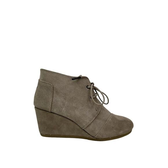 TOMS Women’s Shoes Taupe Suede Desert Wedge Ankle Booties Size 9 - Picture 1 of 14